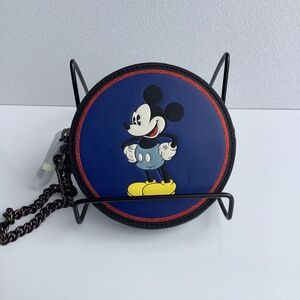 NWT Coach Blue LEATHER DISNEY X COACH Round MICKEY Coin Case